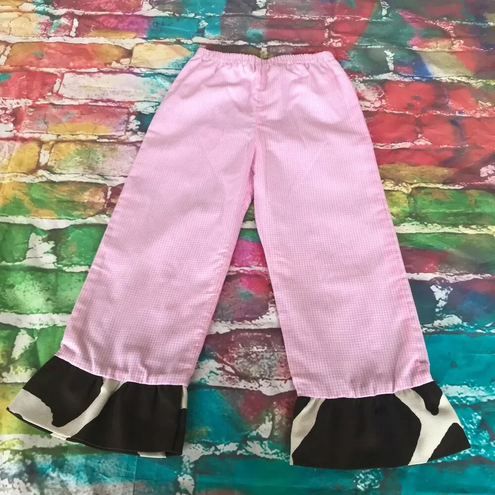Ritzy Tots Pink White Gingham Horse Applique Outfit‎ Set NEW NWT Bows 5